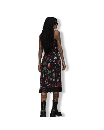 VESTIDO LENCERO ROCK N ROLL MIDI|LA OVEJA NEGRA SHOP.