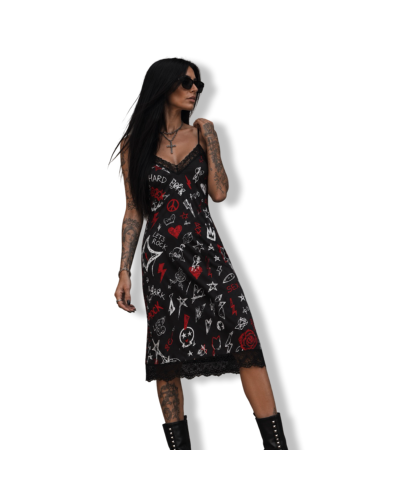 VESTIDO LENCERO ROCK N ROLL MIDI|LA OVEJA NEGRA SHOP.