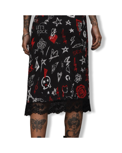 VESTIDO LENCERO ROCK N ROLL MIDI|LA OVEJA NEGRA SHOP.