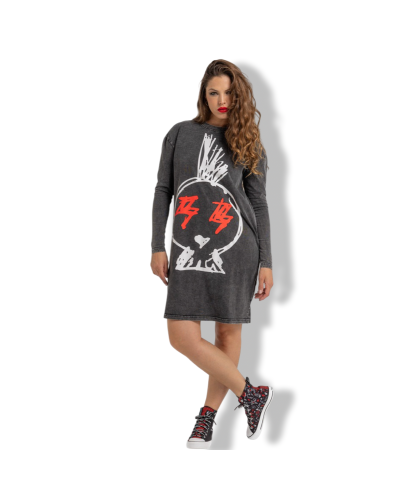 VESTIDO SUDADERA ROCK N ROLL MIDI|LA OVEJA NEGRA SHOP.