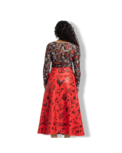 FALDA ENCAJE ROCK N ROLL ROJA |LA OVEJA NEGRA SHOP.