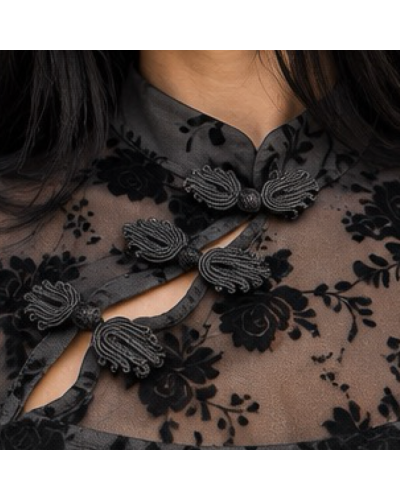 VESTIDO TOKIO BLACK GARDEN|LA OVEJA NEGRA SHOP