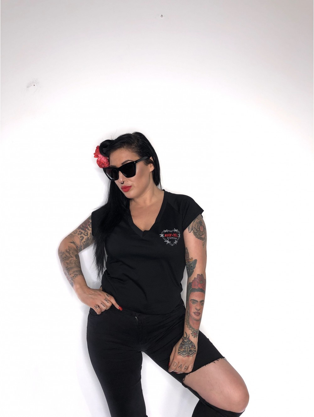 Camiseta negra mujer logo IBF Rock & Roll - Ibiza Fashion