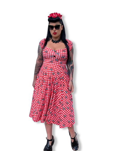 VESTIDO VICHY CHERRY SKULL|LA Oveja Negra Shop|Dark Sheeps.