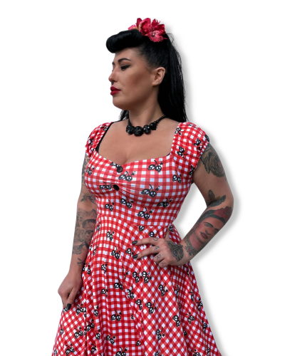 VESTIDO VICHY CHERRY SKULL|LA Oveja Negra Shop|Dark Sheeps.