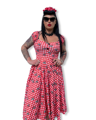 VESTIDO VICHY CHERRY SKULL|LA Oveja Negra Shop|Dark Sheeps.